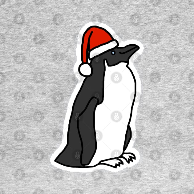 Christmas Penguin in a Santa Hat by ellenhenryart